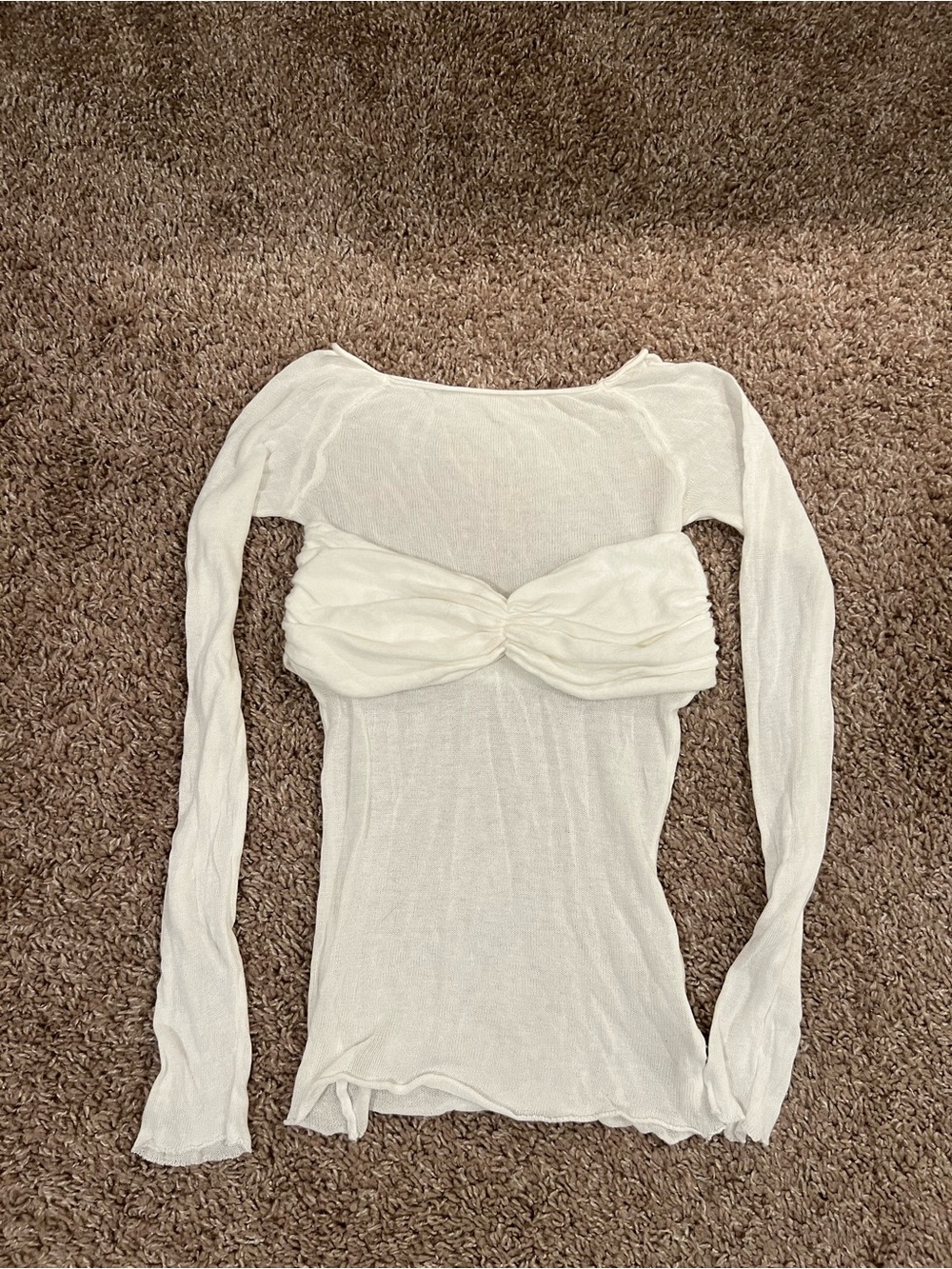 White Long-Sleeve Twist-Front Women's Top
